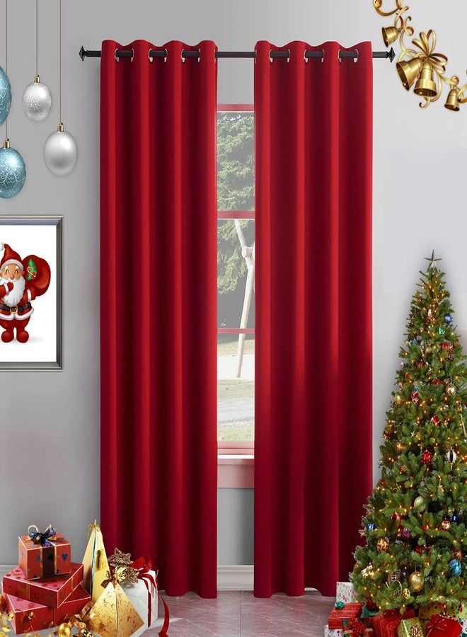 TOAVA DECO Christmas Red Curtains 84 Inch Length Blackout Curtains for Living Room Bedroom Windows Drapes Light Blocking Room Darkening Curtains 2 Panels 52x84 Inches Long Xmas - Image 1